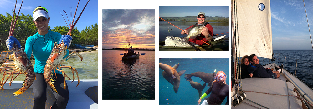 West Marine associates out on the water: diving, fishing, kayaking and sailing